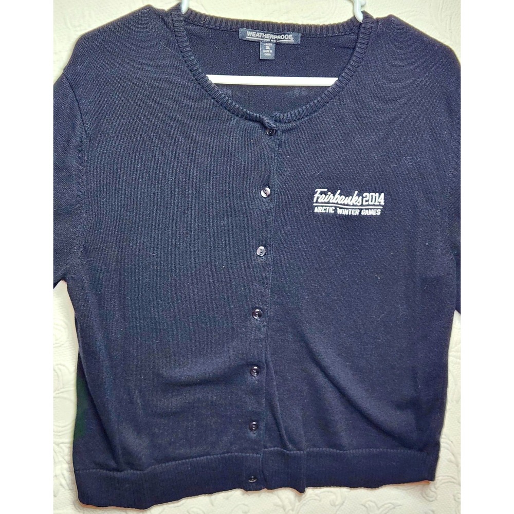 Weatherproof Womens XL Black Knit Button Front V-Neck Cardigan Sweater